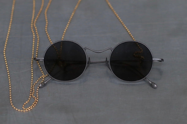 Rigards x UMA WANG joint series round frame glasses RG-RG00UW14-GTKSHP bronze frame dark gray lens with chain